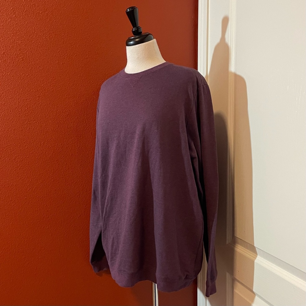 Travis Matthew Men’s Purple Pima Cotton Blend Crewneck Long Sleeve Shirt